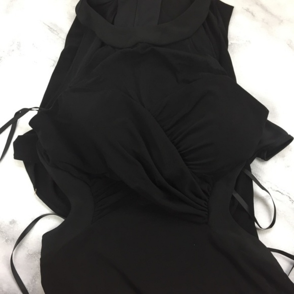 Nordstrom Black Mesh Gown Size 6P - Picture 7 of 8